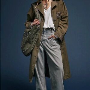Free People Army Green Elegant Women's Trench Coat. MSRP $170